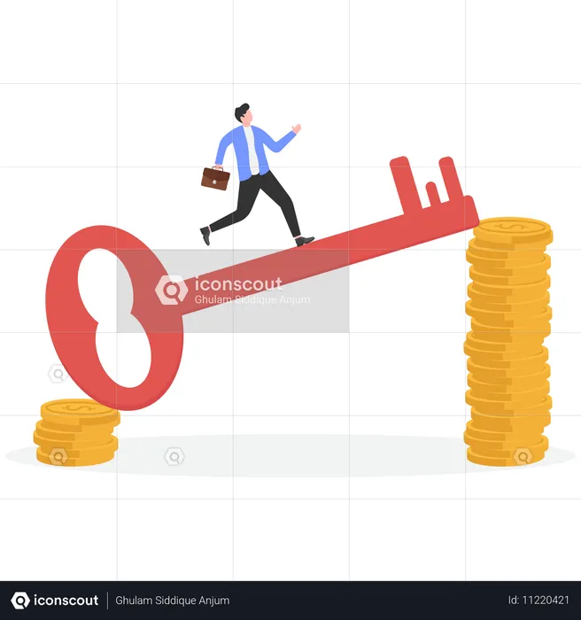 Geschäftsmann erzielt finanziellen Erfolg  Illustration