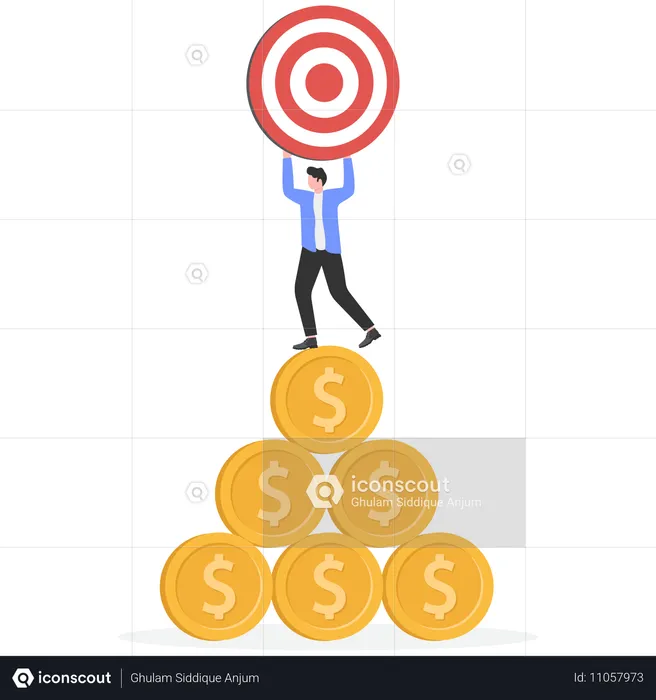 Geschäftsmann erreicht finanzielles Ziel  Illustration