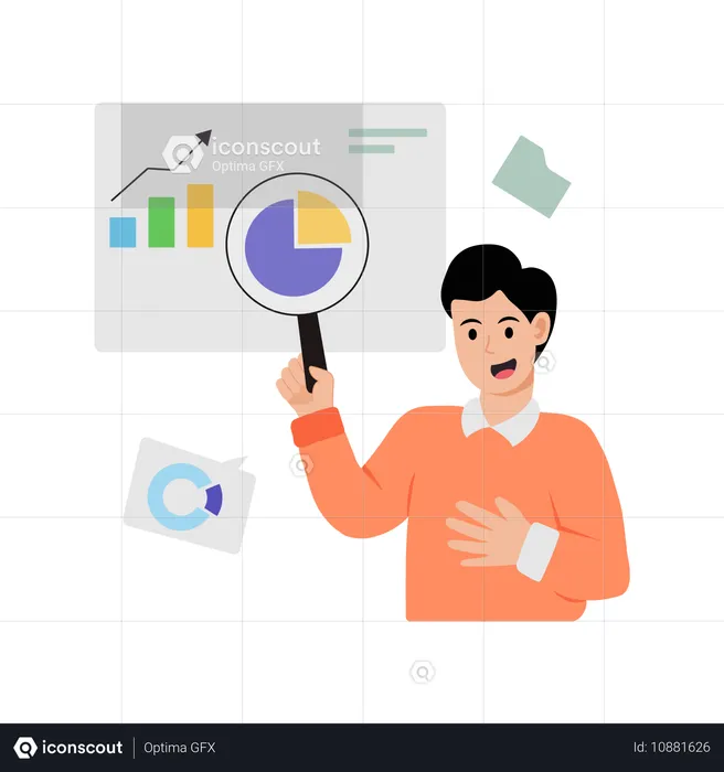 Geschäftsmann führt Big-Data-Analyse durch  Illustration