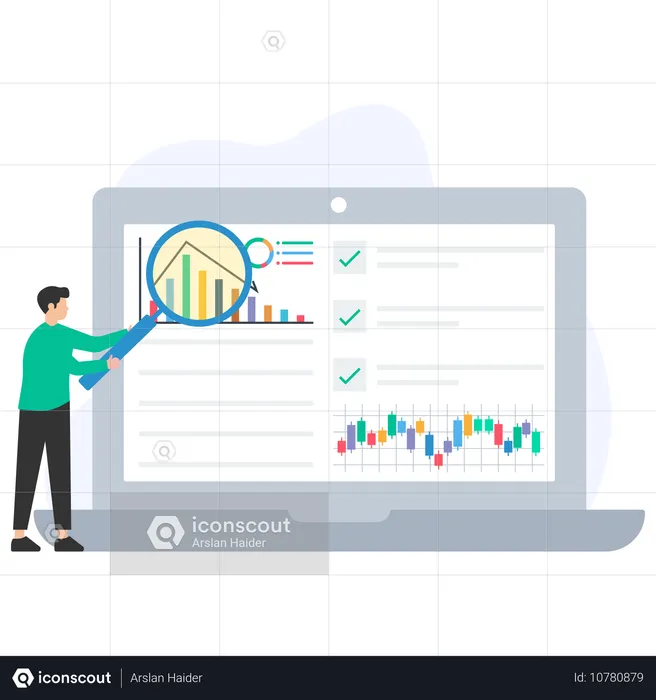 Geschäftsmann führt Datenüberwachungsanalyse durch  Illustration