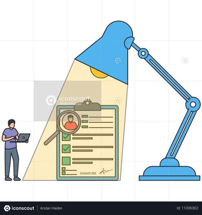 Geschäftsmann macht Dokumentenüberprüfung  Illustration