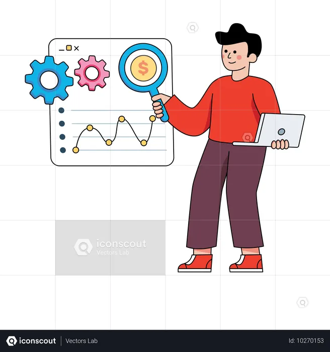 Geschäftsmann macht Finanzanalyse  Illustration