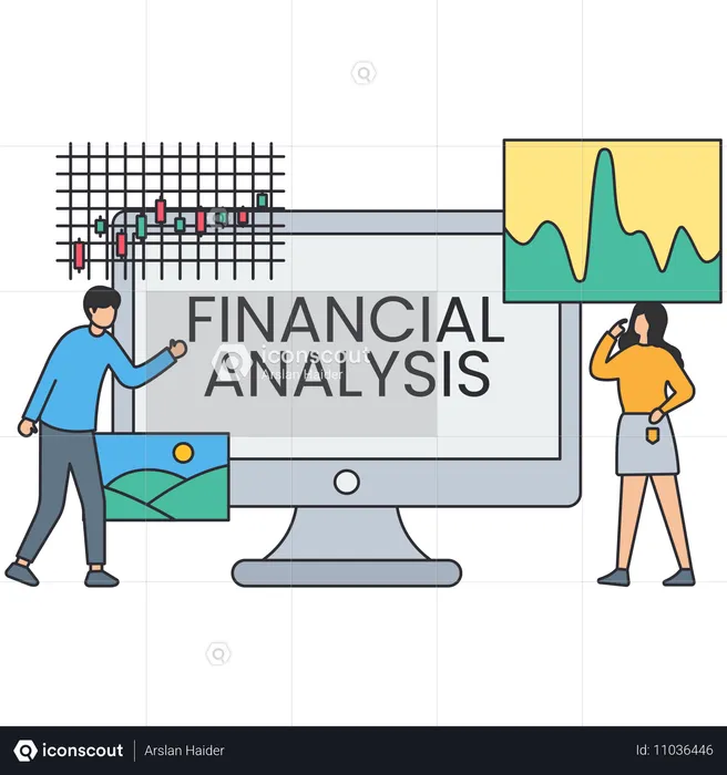 Geschäftsmann macht Finanzanalyse  Illustration