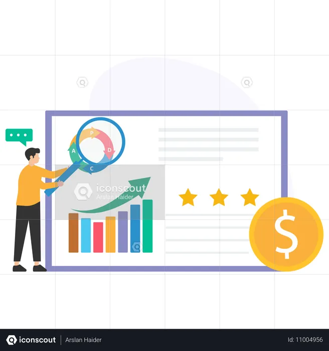 Geschäftsmann macht Finanzanalysen  Illustration