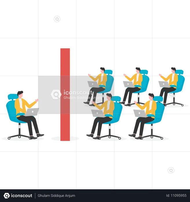 Geschäftsmann gibt Mitarbeiterschulung  Illustration