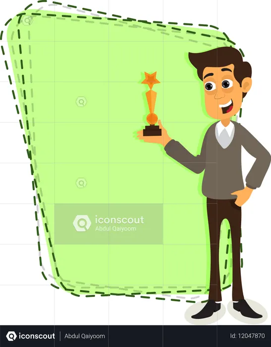 Geschäftsmann mit goldener Trophäe  Illustration