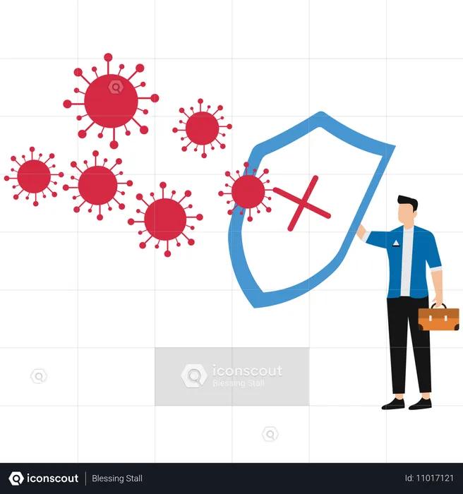 Geschäftsmann mit Schutzschild  Illustration