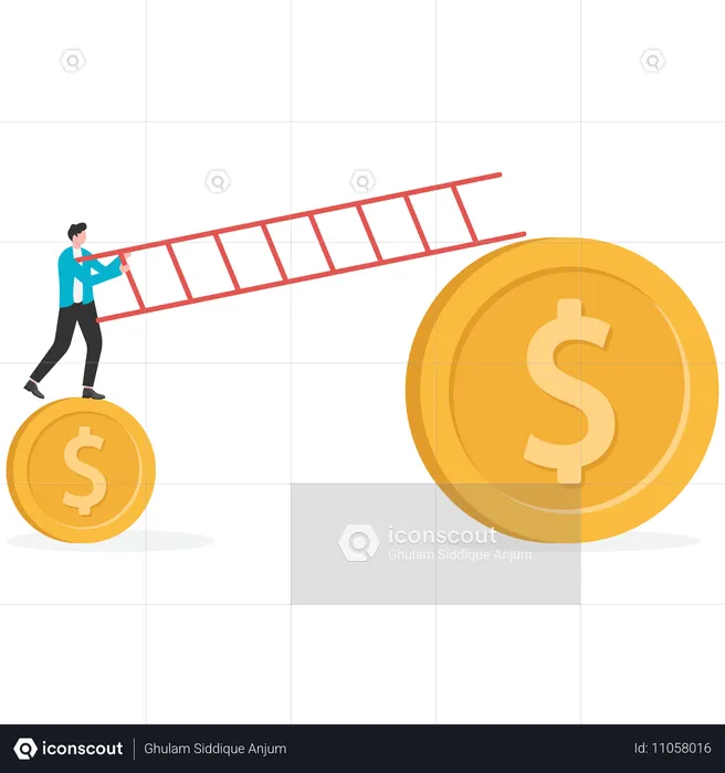 Geschäftsmann klettert Unternehmensfinanzierung  Illustration