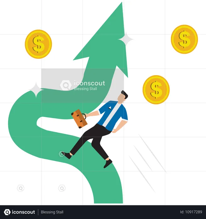 Geschäftsmann klettert Wachstumsdiagramm  Illustration