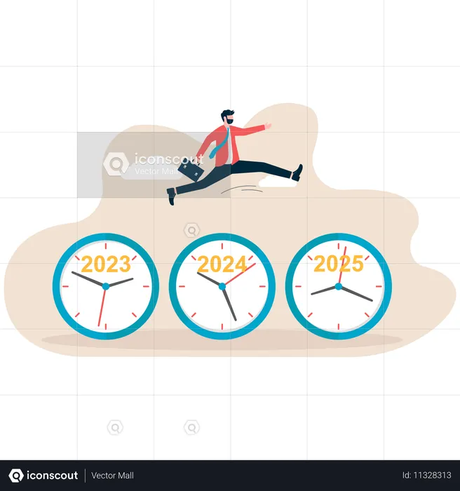 Geschäftsmann überspringt zweite Uhr  Illustration