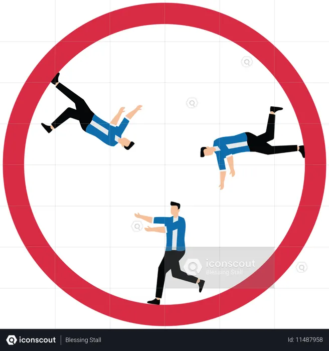 Geschäftsmann läuft auf einer Schleife im Kreis  Illustration