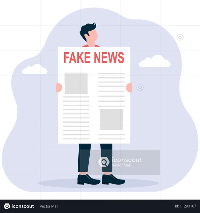 Geschäftsmann liest Fake News  Illustration