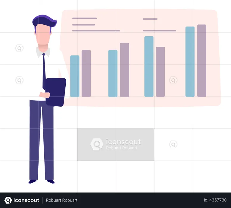 Geschäftsmann macht Analysepräsentation  Illustration