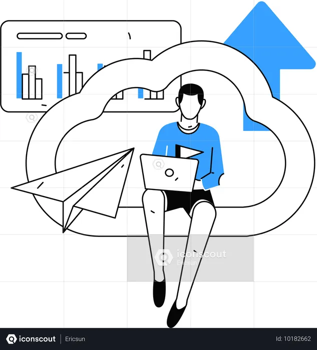 Geschäftsmann macht Cloud-Upload  Illustration