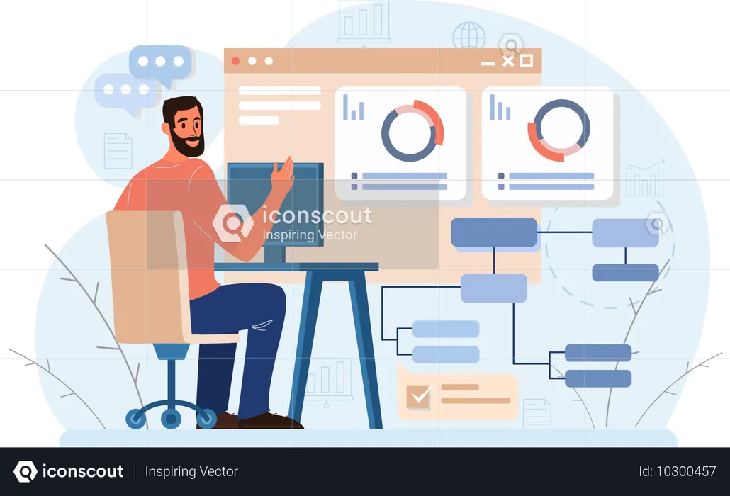 Geschäftsmann macht Datenanalyse  Illustration