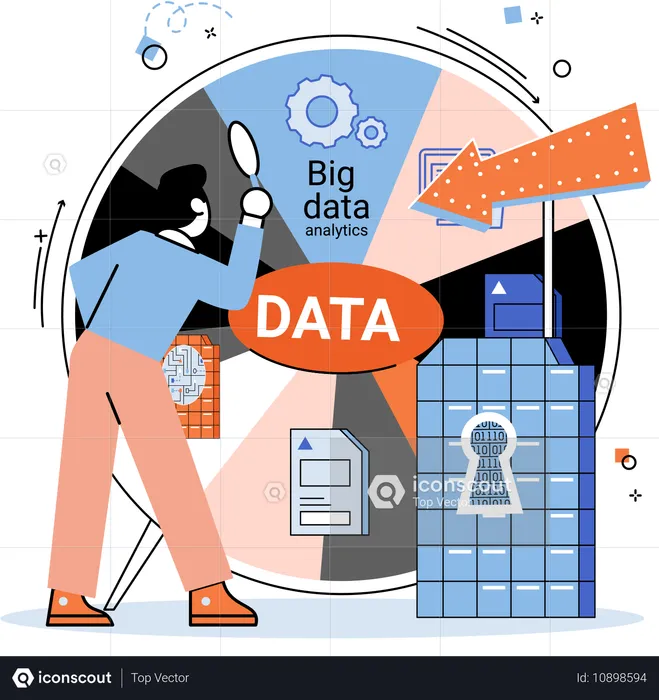 Geschäftsmann macht Datenanalyse  Illustration