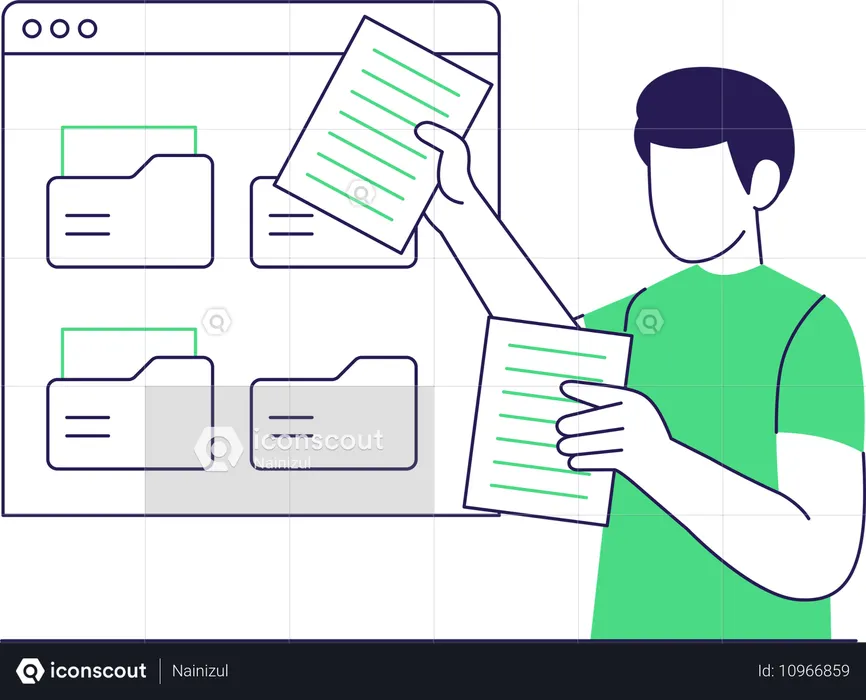 Geschäftsmann macht Datenmanagement  Illustration