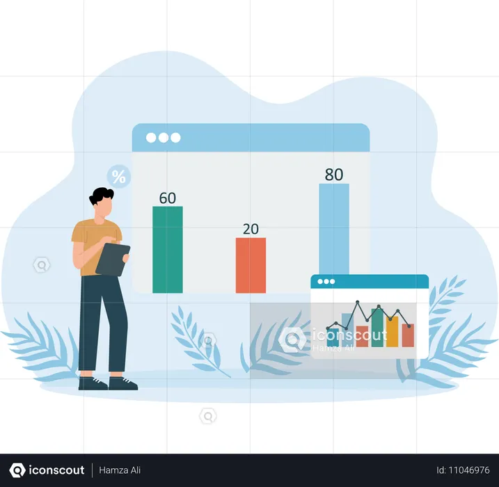 Geschäftsmann macht Diagrammanalyse  Illustration