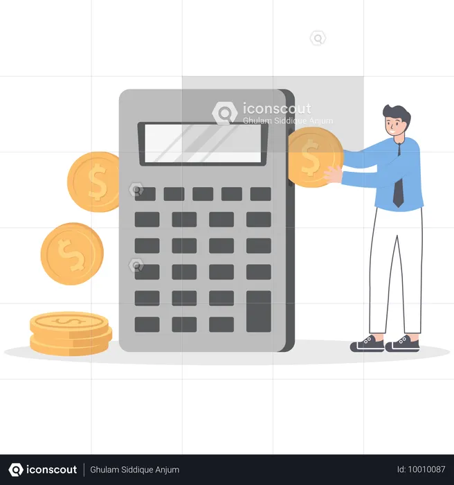 Geschäftsmann macht Finanzkalkulation  Illustration