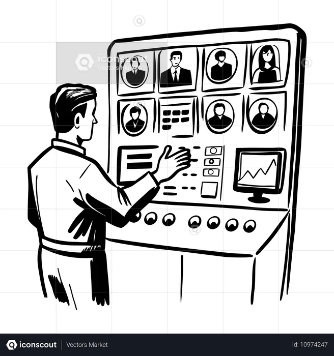 Geschäftsmann macht Profilüberprüfung  Illustration