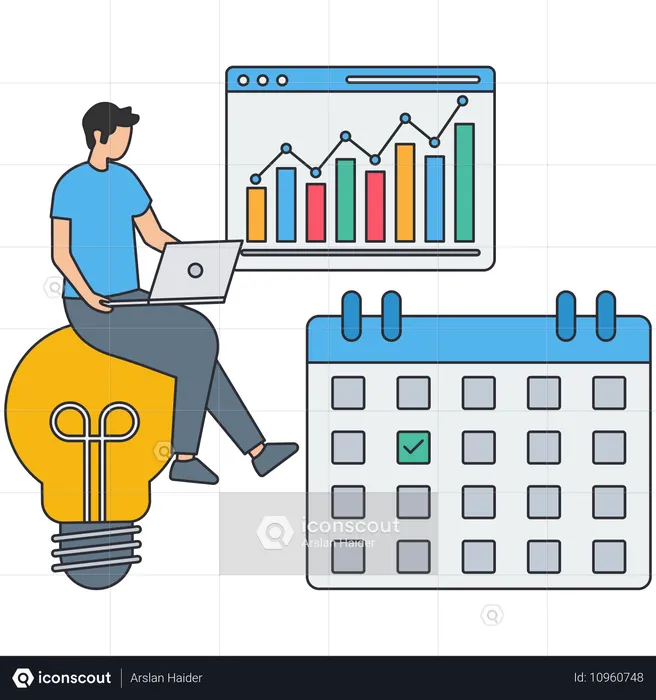 Geschäftsmann macht Projektplan  Illustration