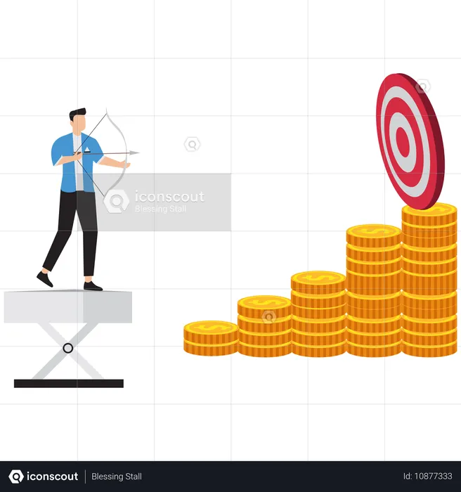 Geschäftsmann, der Unternehmensinvestitionen verwaltet  Illustration