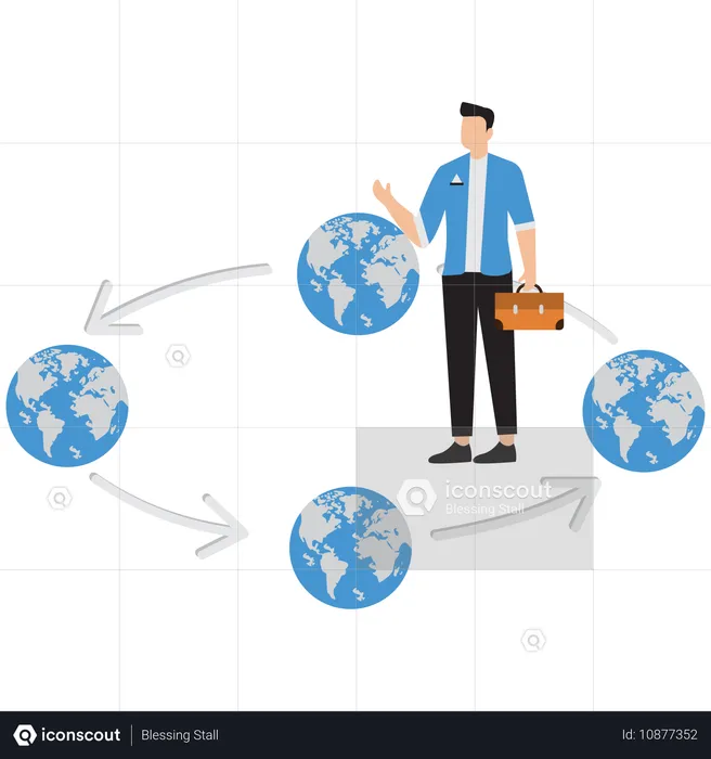 Geschäftsmann plant globales Geschäft  Illustration