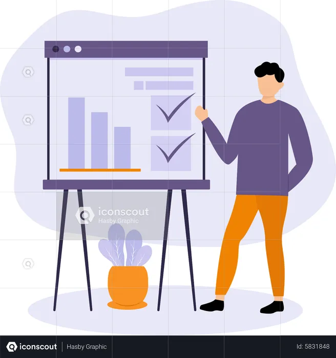 Geschäftsmann präsentiert Analysebericht  Illustration