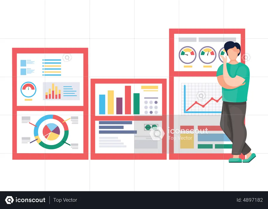 Geschäftsmann präsentiert Analysedaten  Illustration