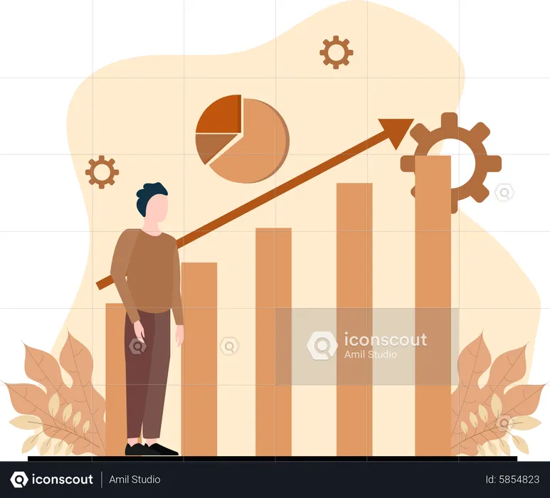 Geschäftsmann präsentiert Analysediagramm  Illustration