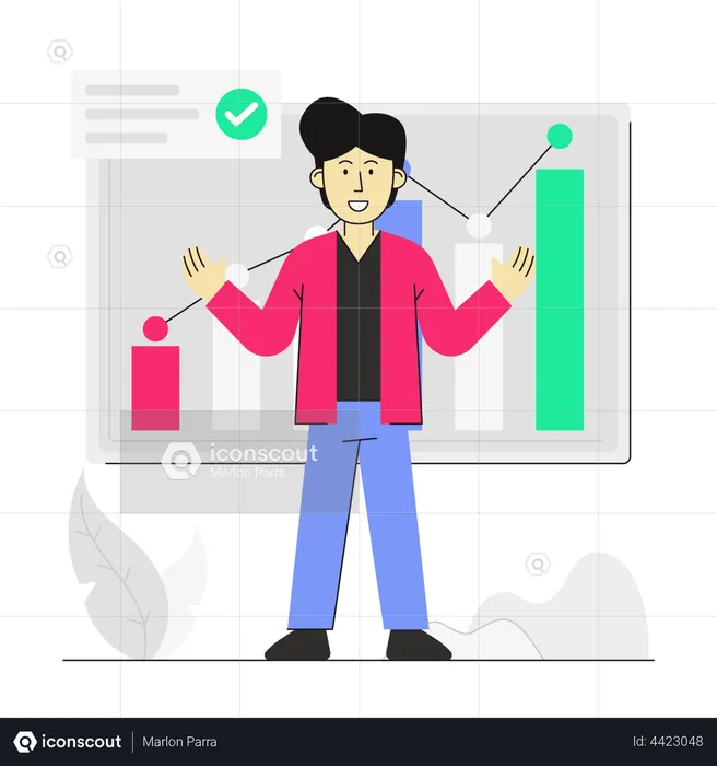 Geschäftsmann präsentiert Analytik  Illustration