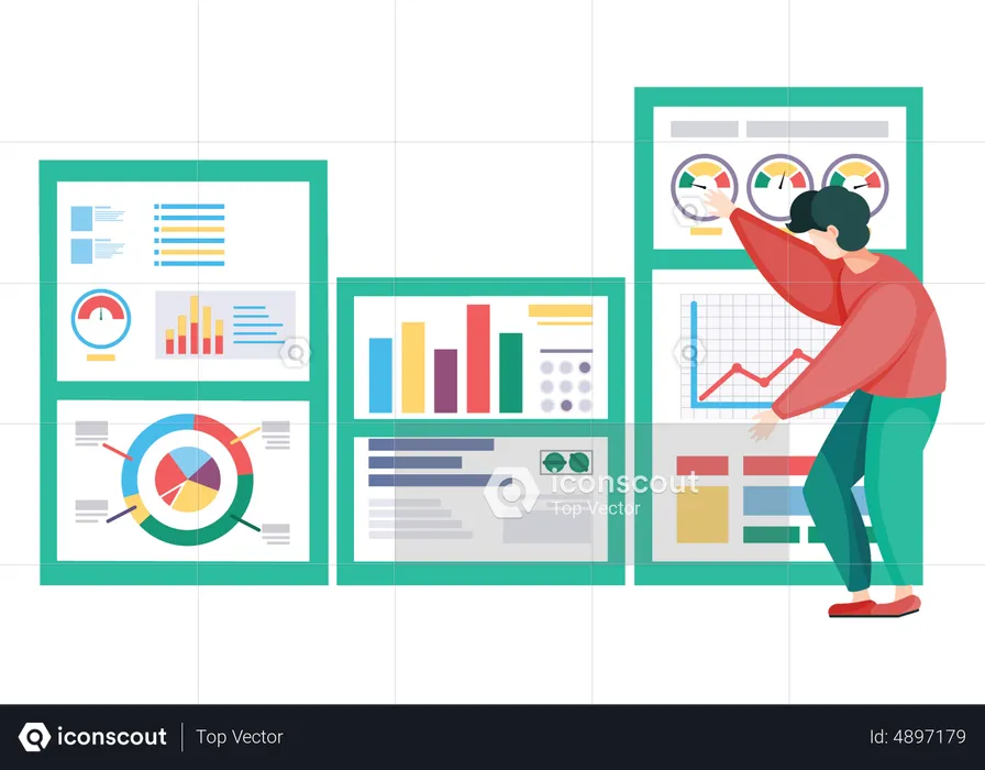 Geschäftsmann präsentiert Datenanalyse  Illustration