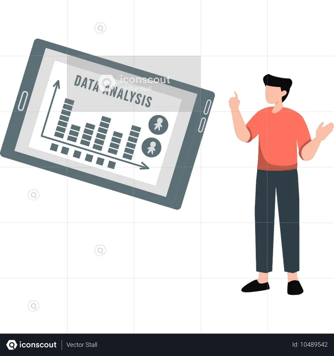 Geschäftsmann präsentiert Datenanalysebericht  Illustration