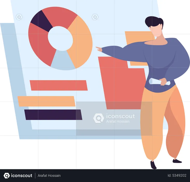 Geschäftsmann präsentiert Datenanalyse  Illustration