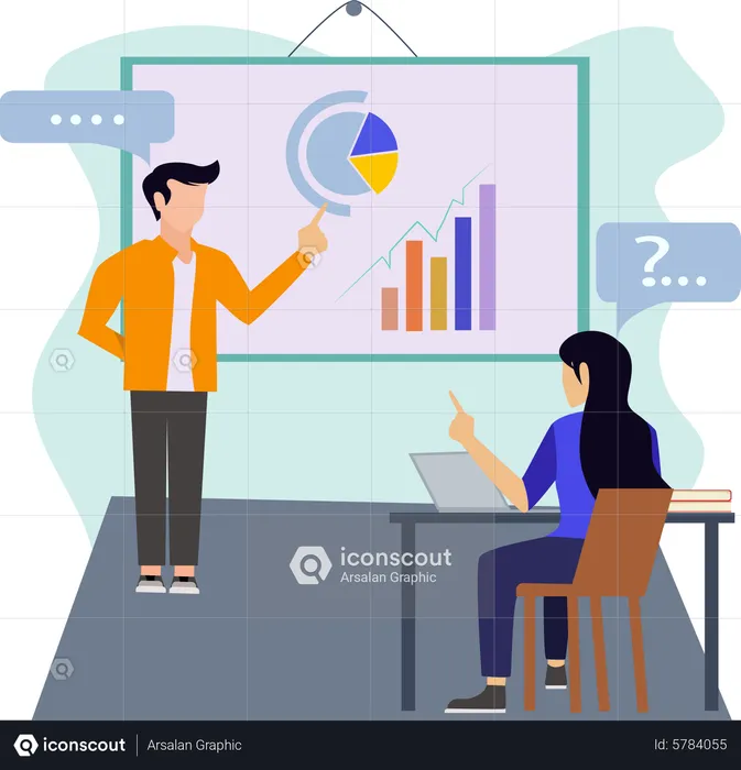 Geschäftsmann präsentiert Datenanalyse  Illustration