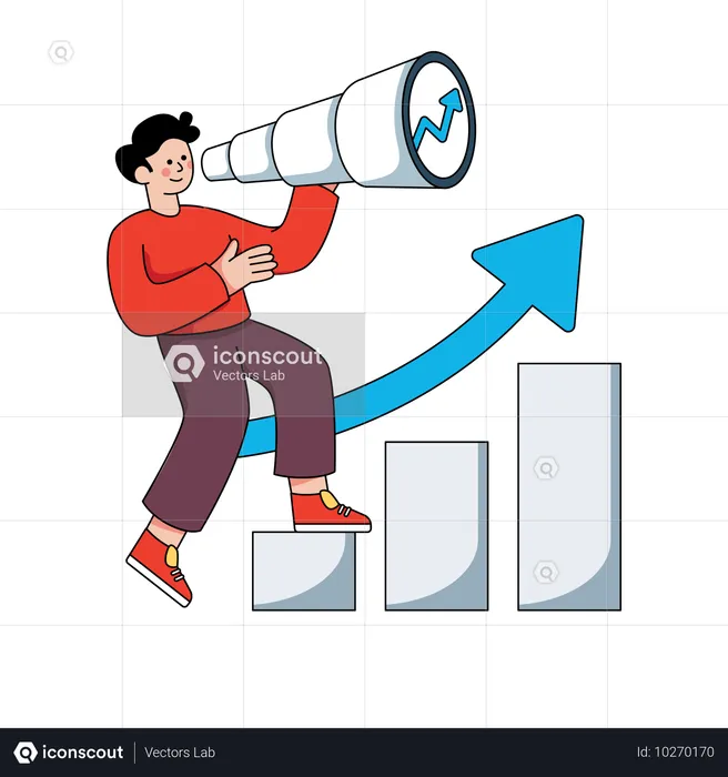 Geschäftsmann prognostiziert Geschäftswachstumsdiagramm  Illustration