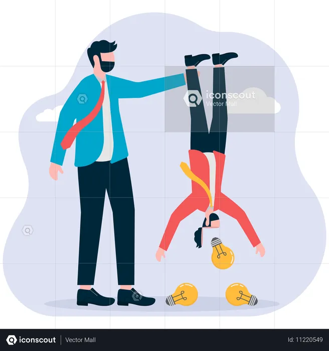 Geschäftsmann schnappt Mitarbeitern kreative Ideen  Illustration