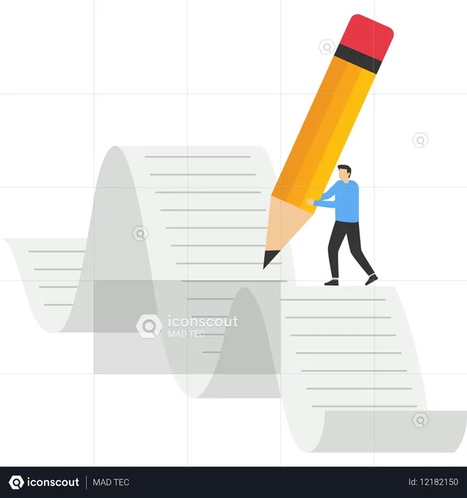Geschäftsmann schreibt Geschäftspläne  Illustration