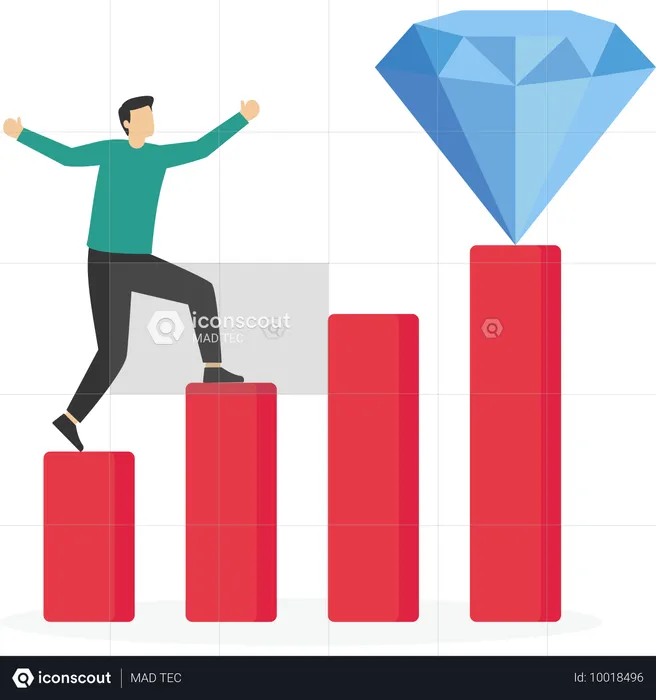 Geschäftsmann steigt aus Diagramm als Treppe zum Erfolg  Illustration