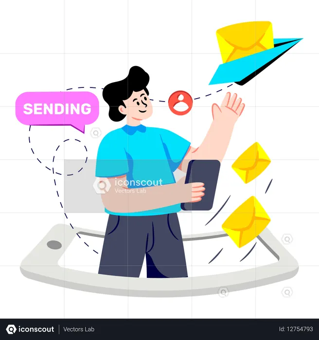 Geschäftsmann sendet Marketing-E-Mail  Illustration