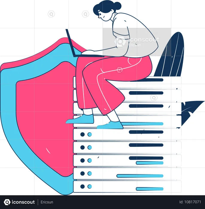 Geschäftsmann sorgt für Computersicherheit im System  Illustration