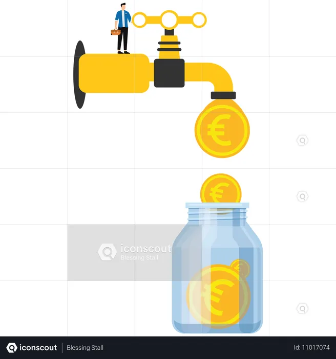 Geschäftsmann spart Unternehmensinvestitionen  Illustration