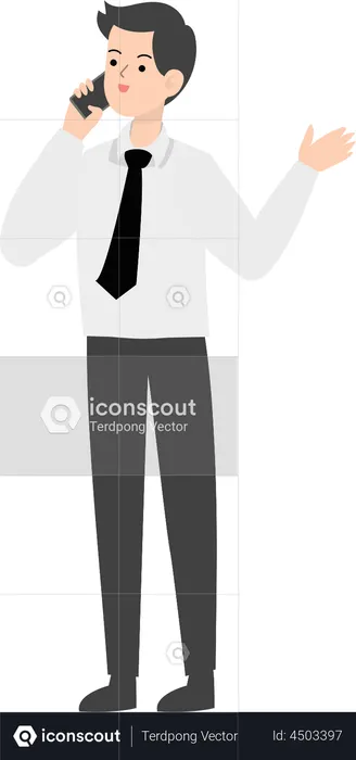 Geschäftsmann im Gespräch mit Smartphone  Illustration