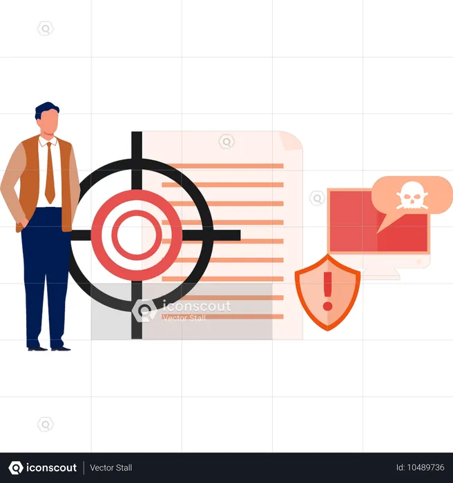 Geschäftsmann steht in der Nähe einer Schießerei  Illustration