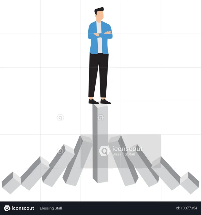 Geschäftsmann steht in Zeiten der Rezession stark da  Illustration