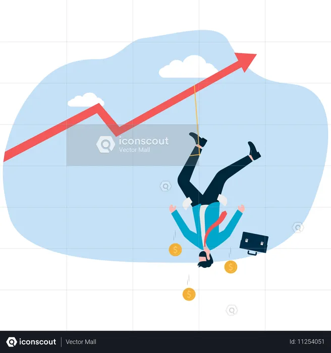 Geschäftsmann mit finanzieller Volatilität konfrontiert  Illustration