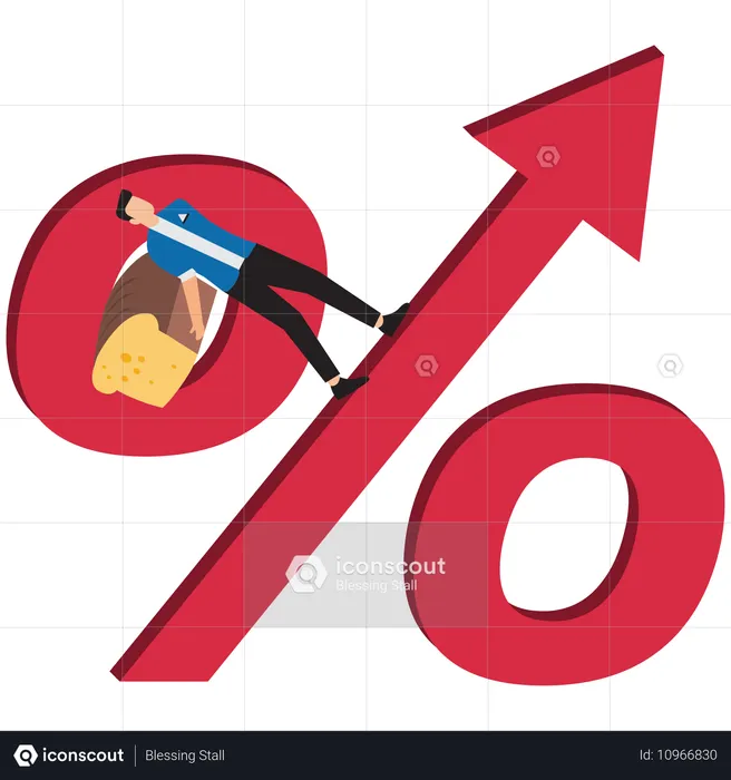 Geschäftsmann steht vor Inflation  Illustration