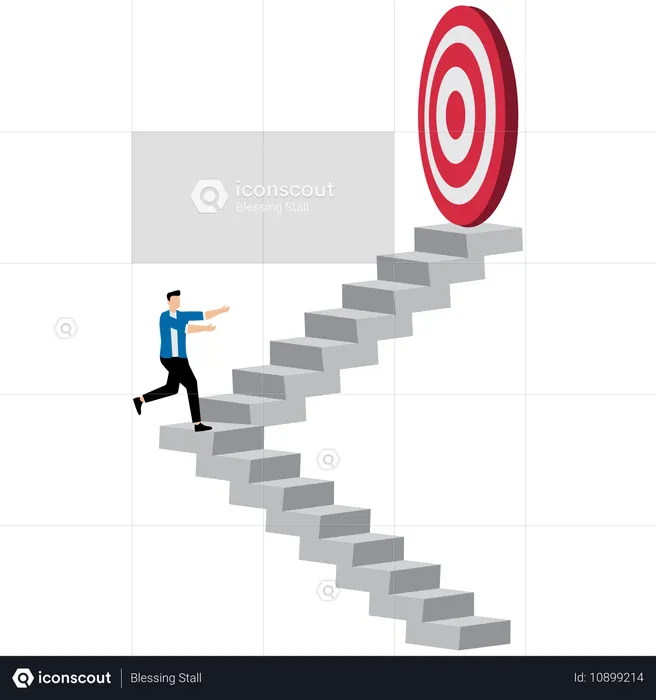 Geschäftsmann steigt Treppen, um Geschäftsziel zu erreichen  Illustration