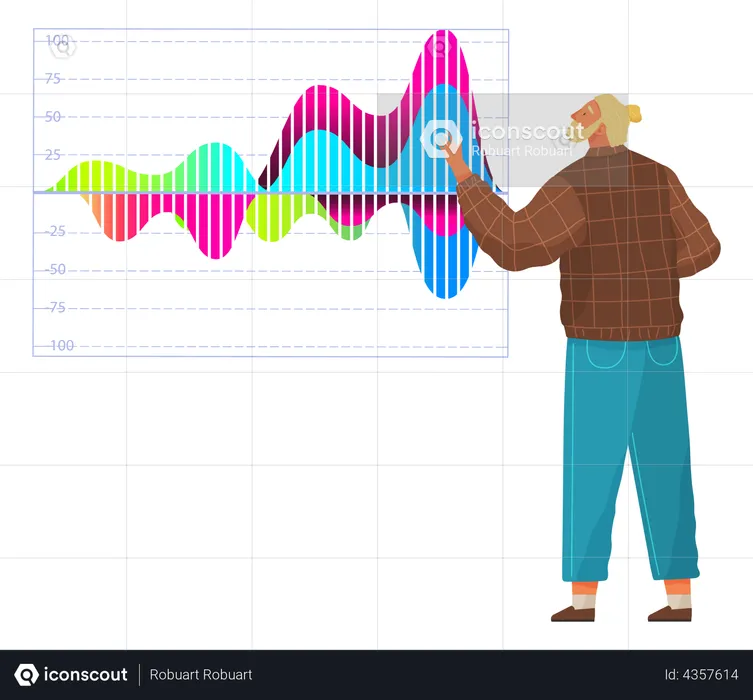 Geschäftsmann studiert Datenanalyse  Illustration