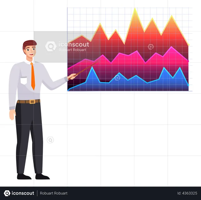 Geschäftsmann studiert Statistikbericht  Illustration